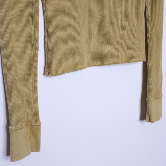 DAILY PRACTICE Easy Waffle Knit Tee Mustard Long Sleeve Casual Women's XS - Picture 7 of 11